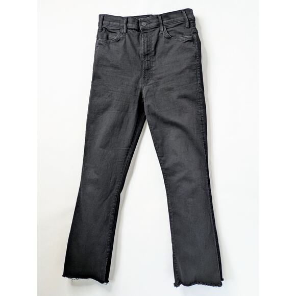 MOTHER Denim - MOTHER Hustler Ankle Fray Jeans 30 Black High Rise Crop Raw Hem Not Guilty
